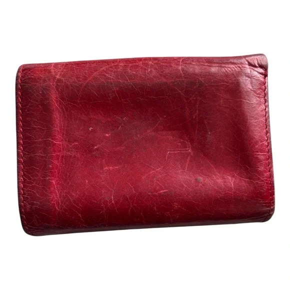Vintage Red Hobo Leather kiss clasp wallet & card holder - Picture 2 of 8